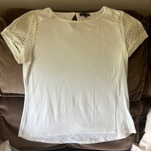 The Limited cream lace sleeve keyhole back top size M